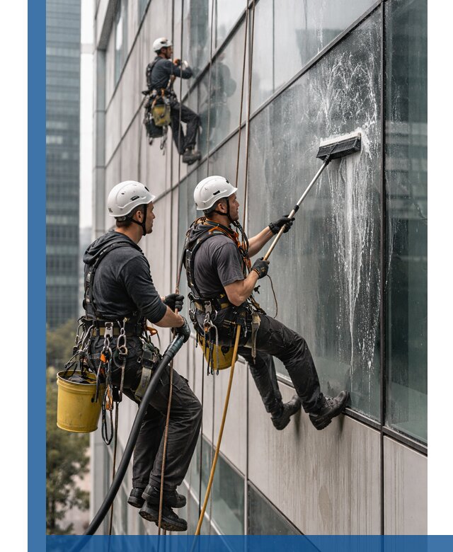 Профессиональная высотная мойка фасадов зданий в Североуральске
