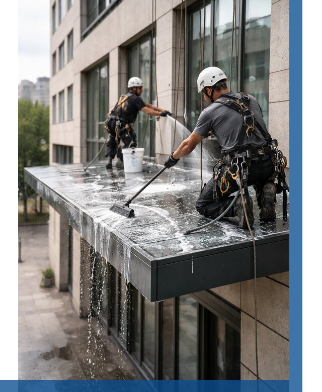 Мойка козырьков и навесов в Североуральске от 3605 р. | ВЫСОТНИК-Сву