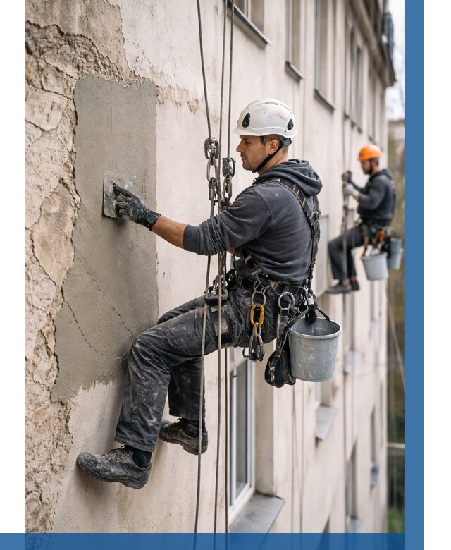 Восстановление штукатурки фасада в Североуральске от 1236 р. | ВЫСОТНИК-Сву