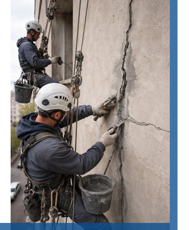 Заделка трещин на фасаде в Североуральске от 927 р. | ВЫСОТНИК-Сву