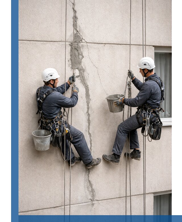 Заделка трещин на фасаде в Североуральске с гарантийным ремонтом