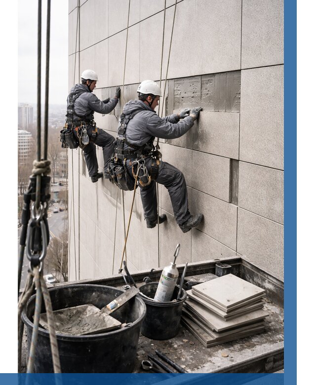 Ремонт фасада из керамогранита в Североуральске от 2575 р. | ВЫСОТНИК-Сву