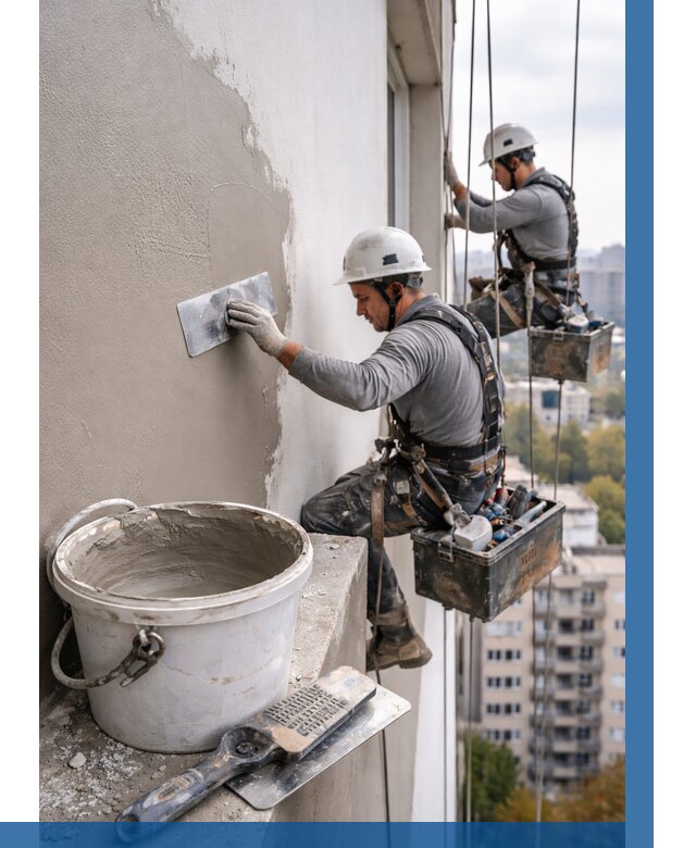 Шпаклевка фасада на высоте в Североуральске от 721 р. | ВЫСОТНИК-Сву