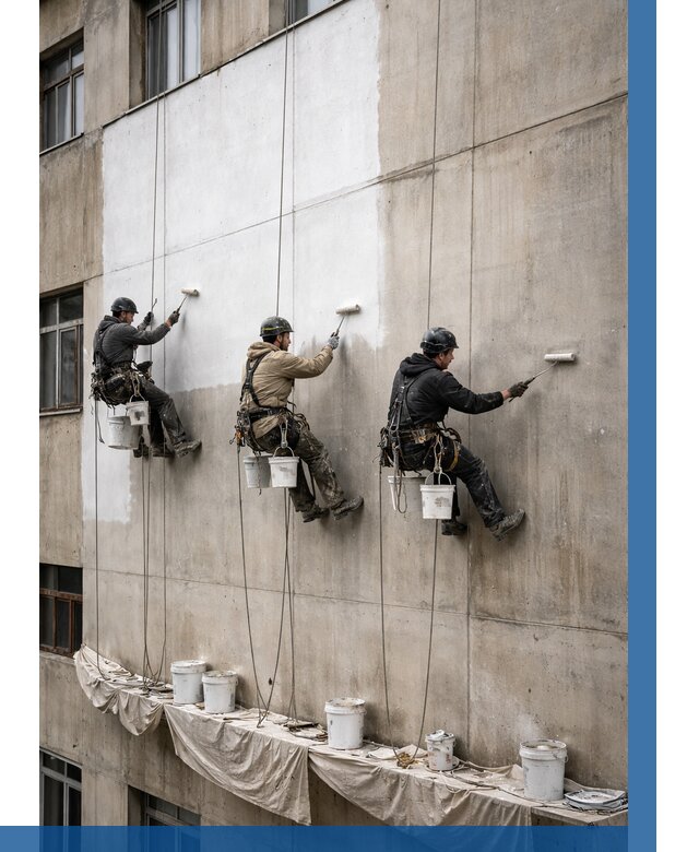 Покраска бетонного фасада в Североуральске от 361 р за м2 | ВЫСОТНИК-Сву