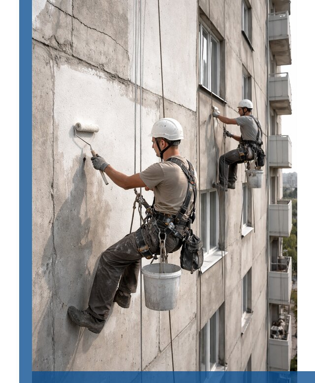 Покраска бетонного фасада в Североуральске для жилых и промышленных объектов
