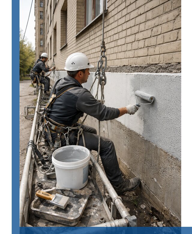 Окраска цоколя здания в Североуральске профессионально и надежно