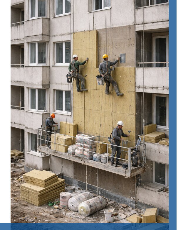 Утепление фасада минватой в Североуральске от 1545 р. | ВЫСОТНИК-Сву