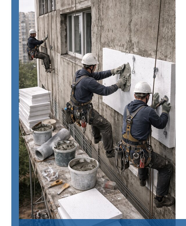 Утепление фасада пенополистиролом в Североуральске под ключ