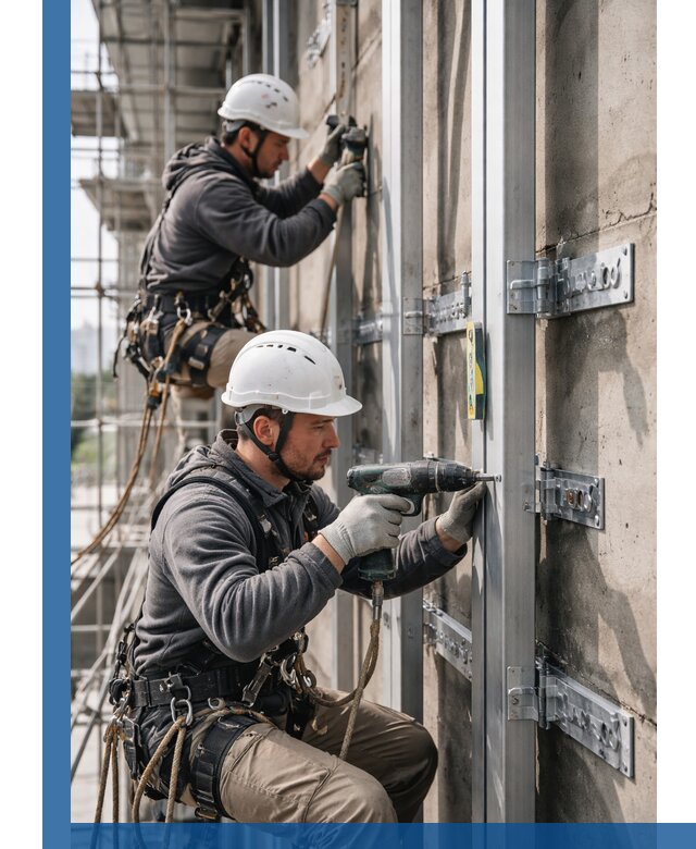 Монтаж и крепление подсистемы вентфасада в Североуральске