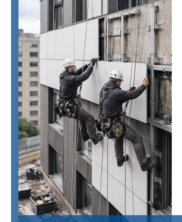 Монтаж композитных панелей фасада в Североуральске под ключ