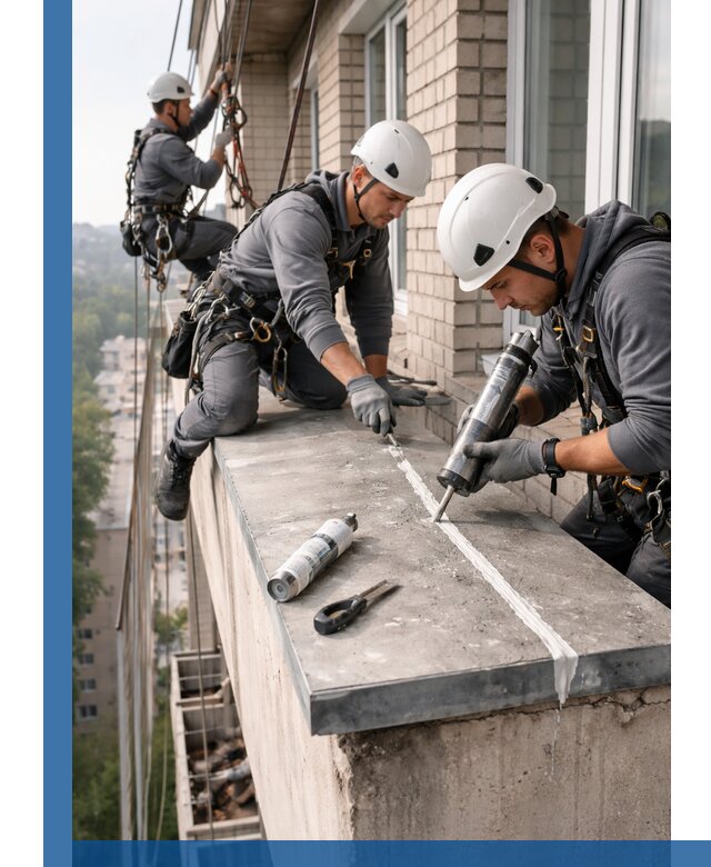 Герметизация балконного козырька в Североуральске профессионально