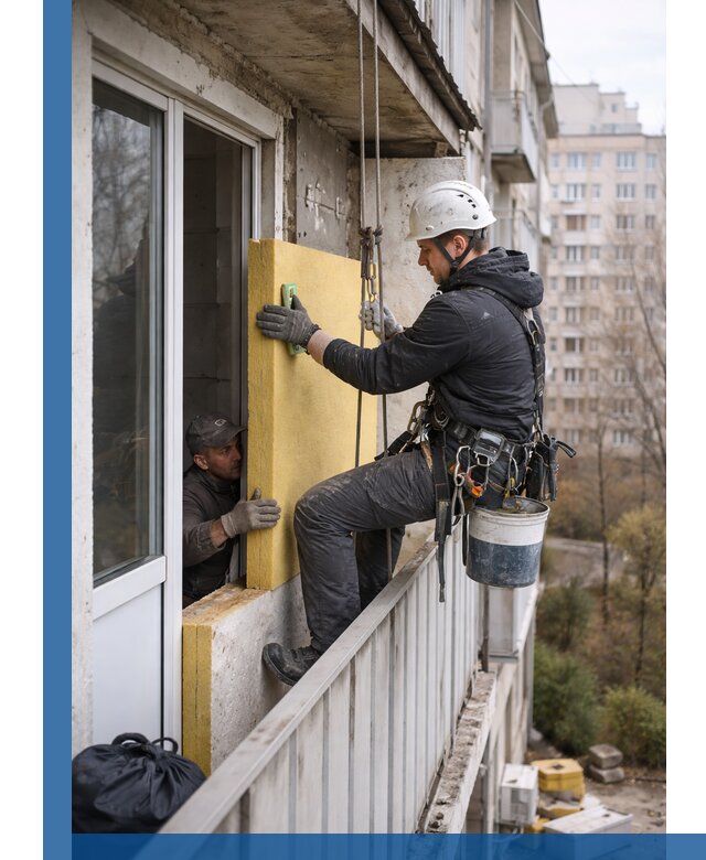 Профессиональное утепление балкона снаружи в Североуральске под ключ