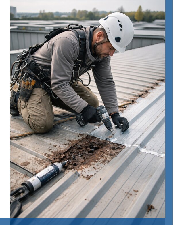 Ремонт профнастила на кровле в Североуральске от 721 р. | ВЫСОТНИК-Сву