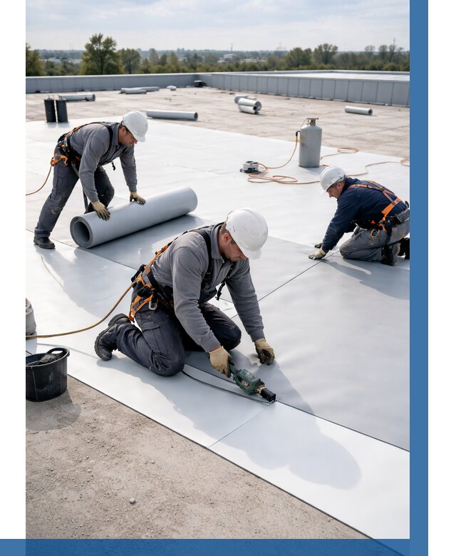 Монтаж мембранной кровли под ключ в Североуральске от 1236 р. | ВЫСОТНИК-Сву