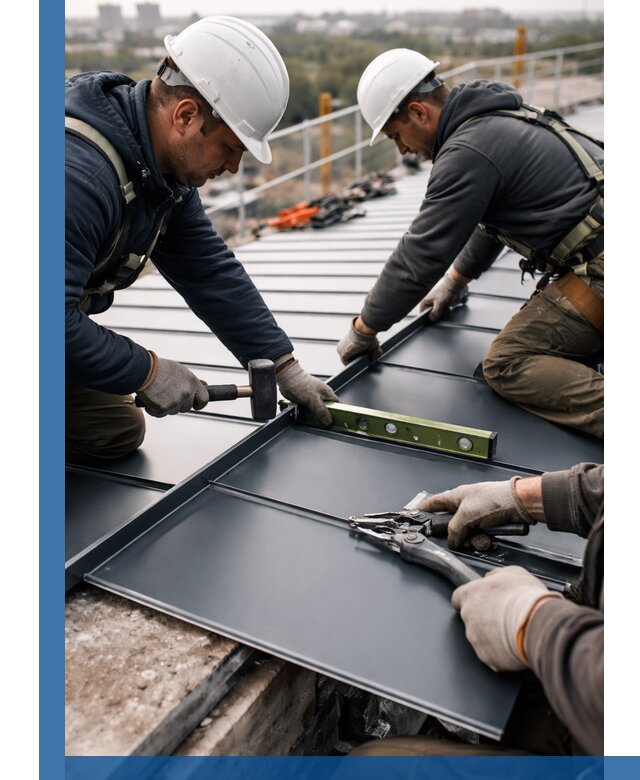 Монтаж фальцевой кровли в Североуральске для промышленных зданий