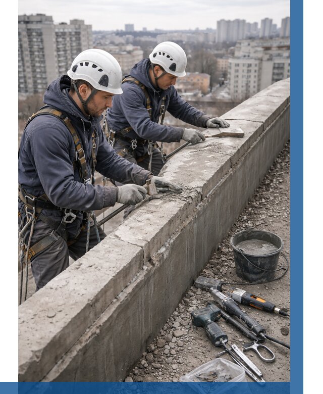 Ремонт парапета на кровле в Североуральске от 1545 р. | ВЫСОТНИК-Сву