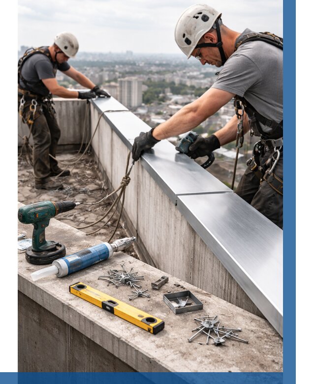 Монтаж парапетных крышек в Североуральске от 824 р. | ВЫСОТНИК-Сву