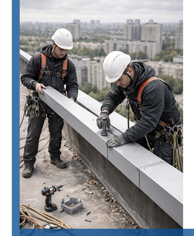 Монтаж парапетных крышек и ограждений кровли в Североуральске