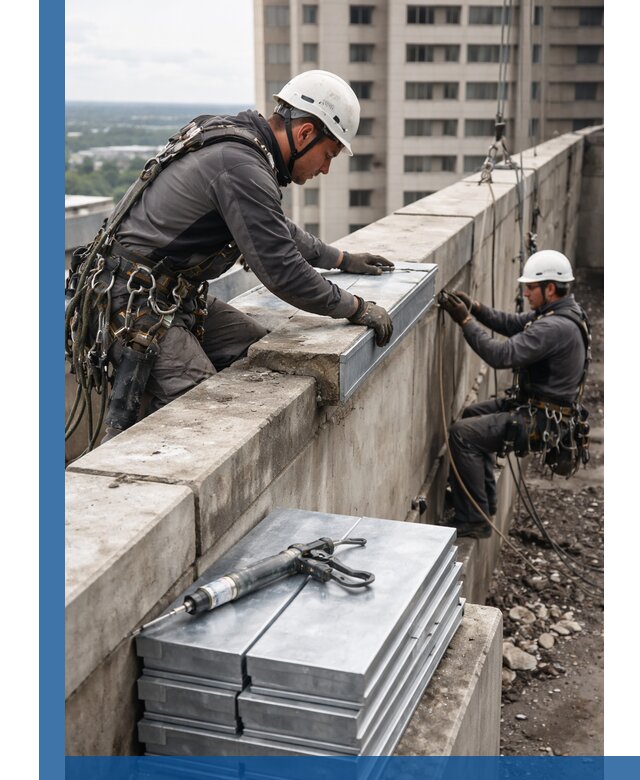 Замена парапетных крышек и установка новых в Североуральске
