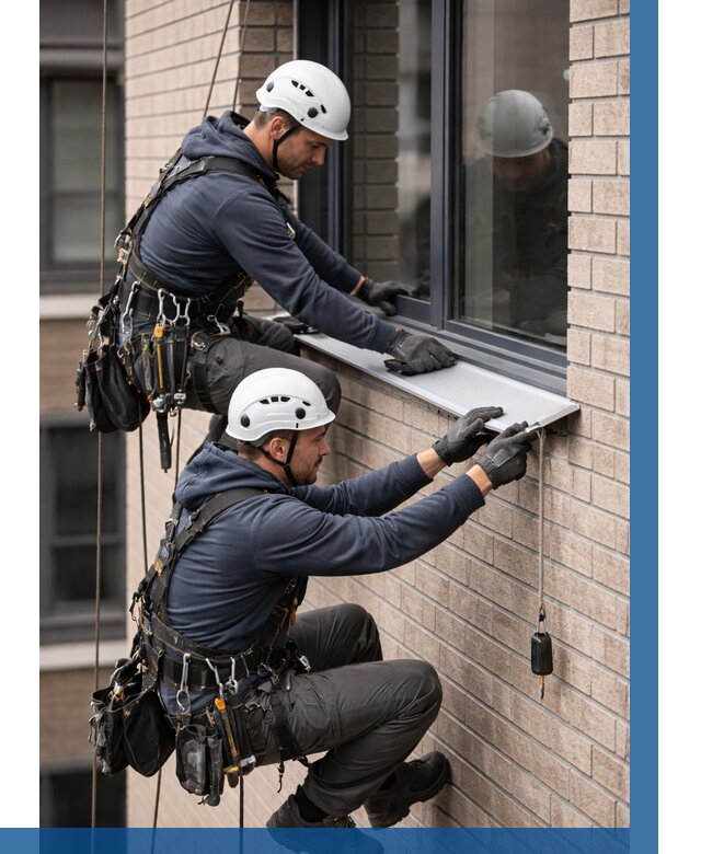 Монтаж оконных отливов под ключ в Североуральске от 3605 р. | ВЫСОТНИК-Сву