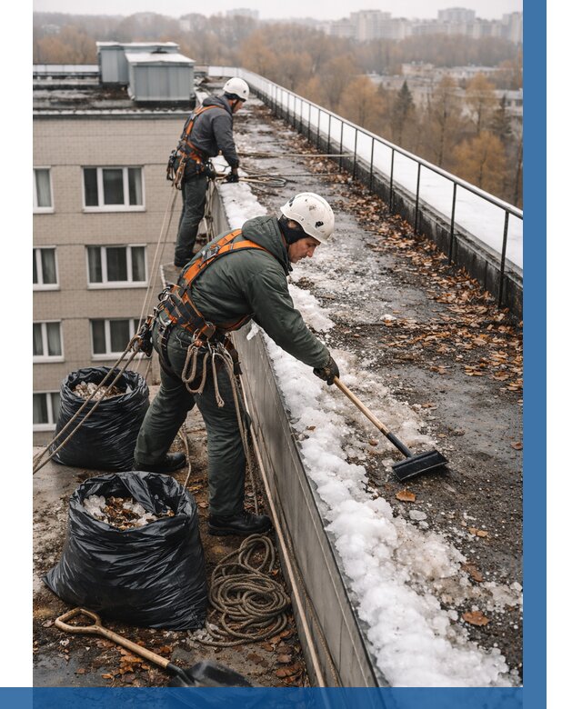 Очистка кровли по периметру в Североуральске от 567 р. | ВЫСОТНИК-Сву