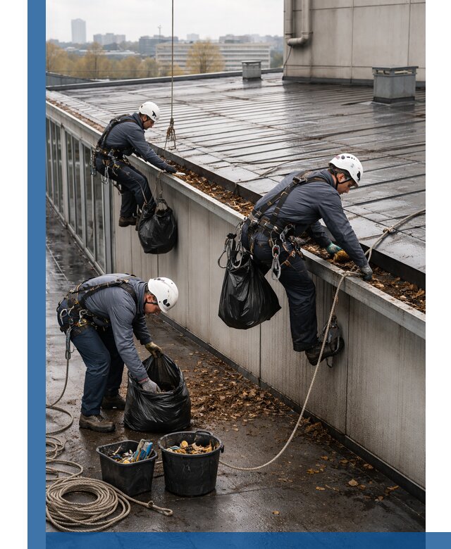 Очистка кровли по периметру в Североуральске силами промышленных альпинистов