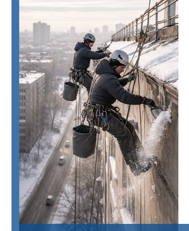 Очистка карнизов от снега в Североуральске профессионально и безопасно
