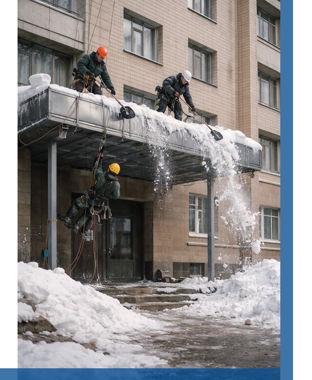 Очистка козырьков от снега в Североуральске от 3605 р. | ВЫСОТНИК-Сву