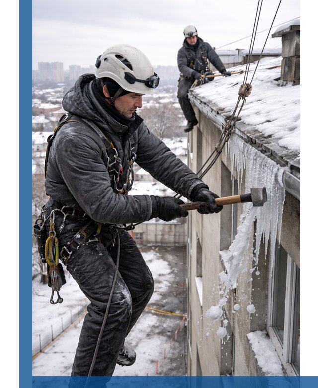 Сбивание и удаление сосулек с крыши в Североуральске безопасно