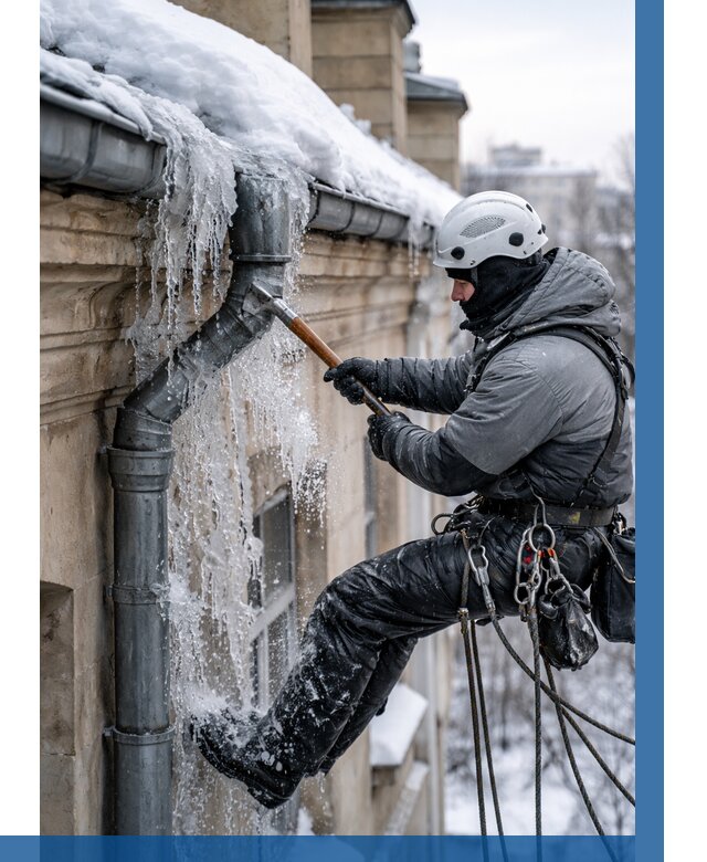 Очистка водостоков от льда в Североуральске от 3605 р. | ВЫСОТНИК-Сву