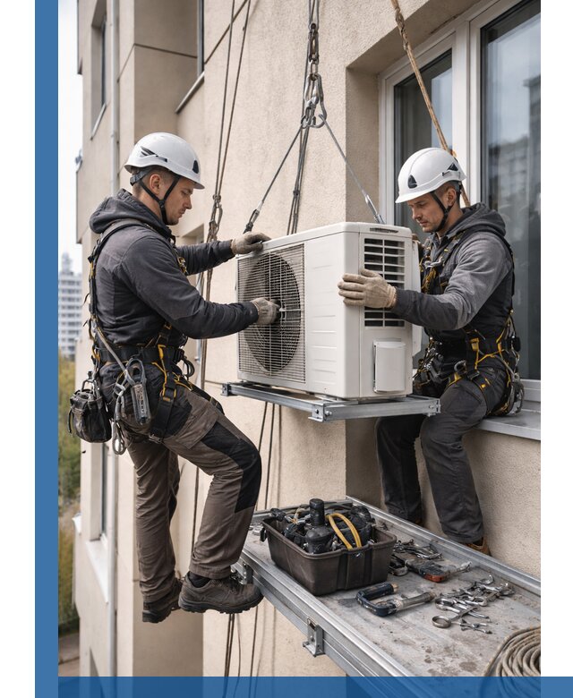 Перенос внешнего блока кондиционера в Североуральске с монтажом и крепежом