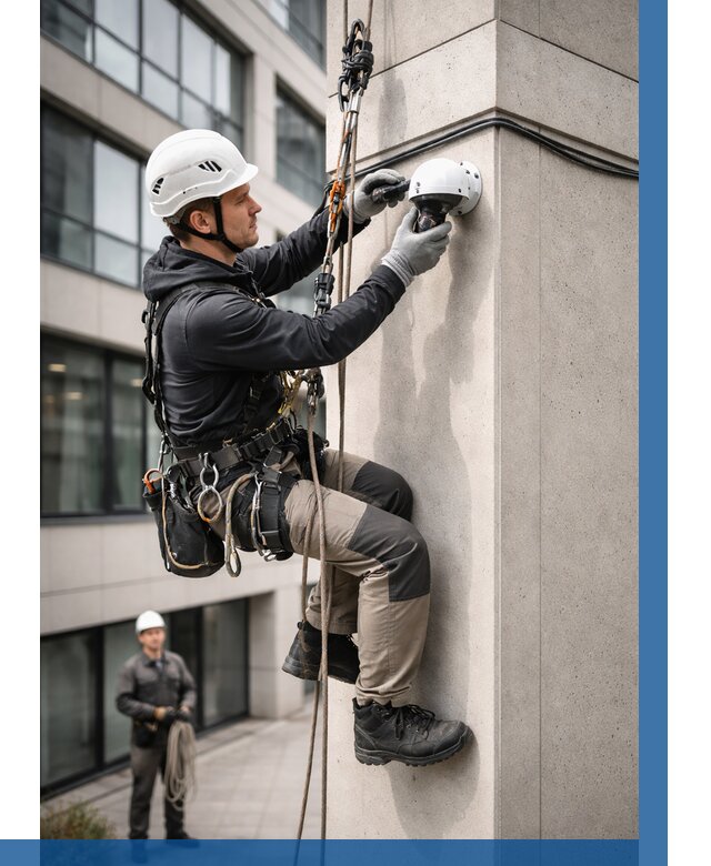 Монтаж камер видеонаблюдения на фасаде в Североуральске от 8756 р.-ВЫСОТНИК-Сву