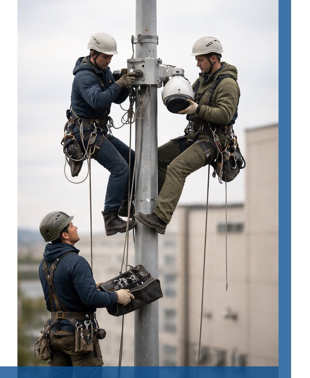 Установка видеокамер на мачте в Североуральске от 8756 р. | ВЫСОТНИК-Сву