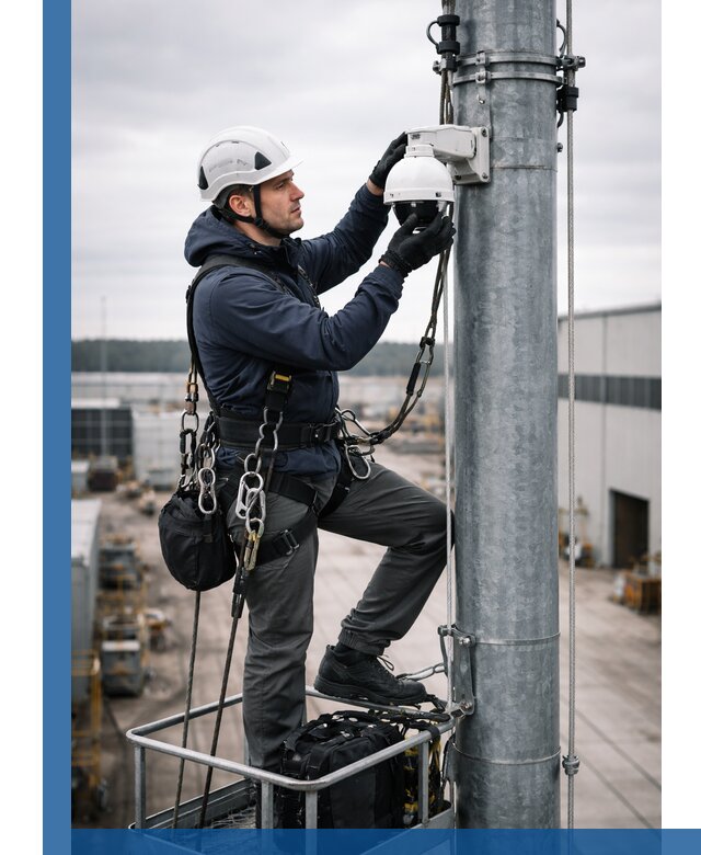 Профессиональная установка видеокамер на мачте в Североуральске
