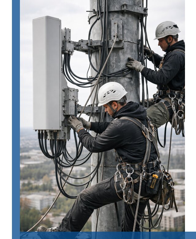 Монтаж оборудования связи на мачте в Североуральске с пусконаладкой