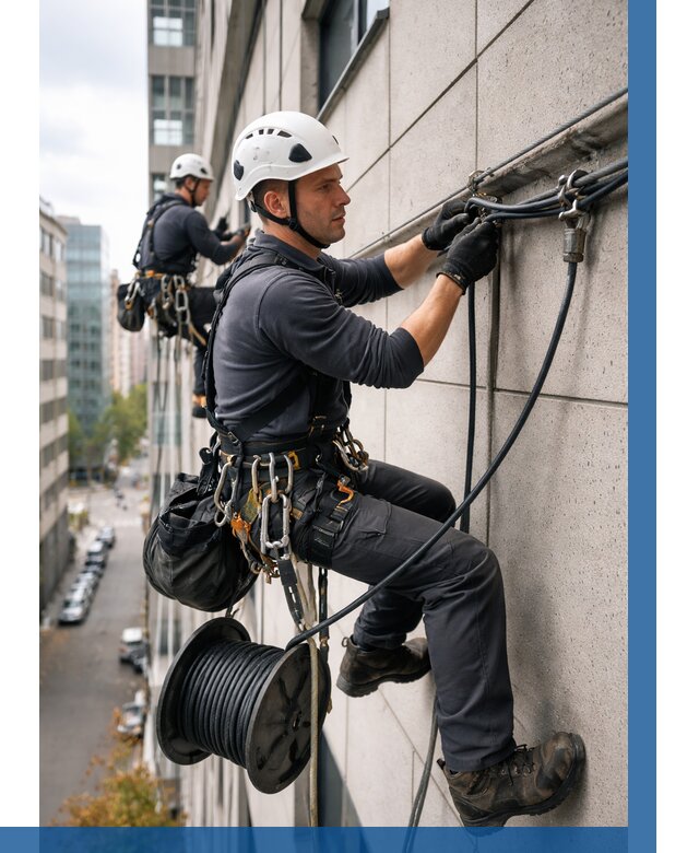 Прокладка кабеля по фасаду в Североуральске от 361 р. | ВЫСОТНИК-Сву