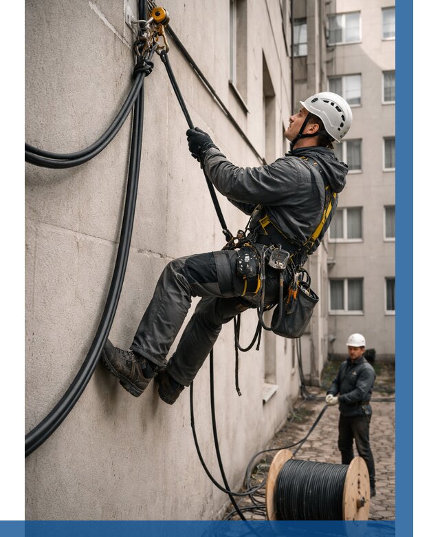 Протяжка кабеля питания на высоте в Североуральске от 464 р. | ВЫСОТНИК-Сву