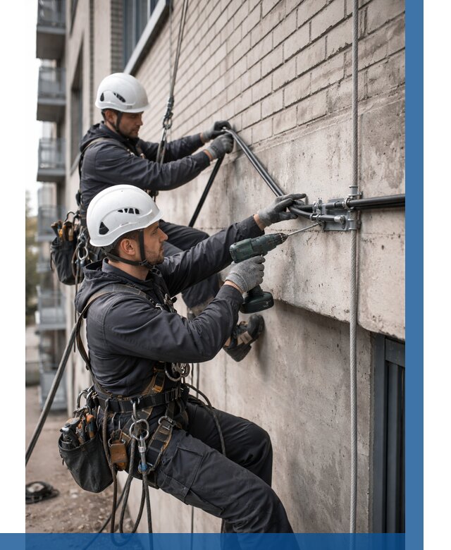 Крепление кабеля на фасаде в Североуральске от 361 р. | ВЫСОТНИК-Сву