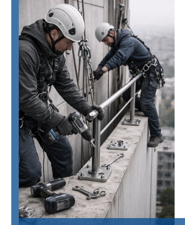 Монтаж перил на высоте в Североуральске для жилых и промобъектов