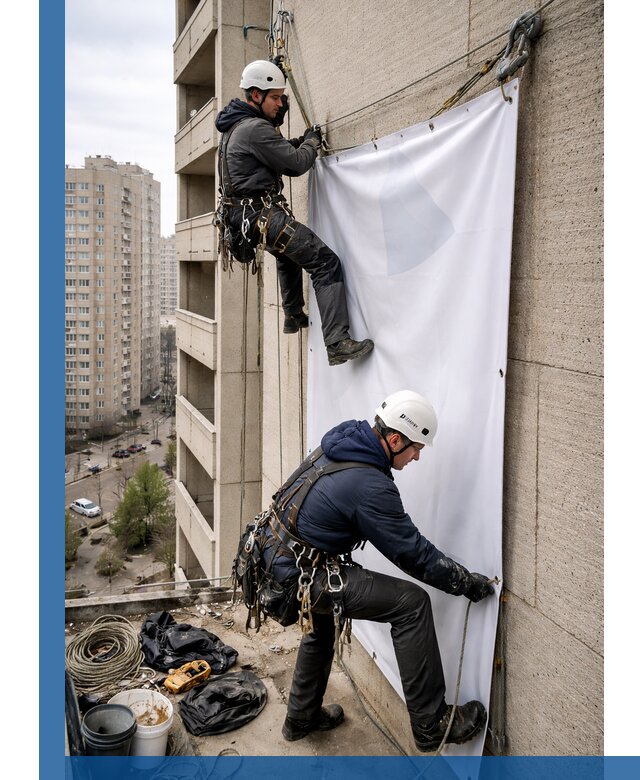 Профессиональный монтаж баннеров на фасаде в Североуральске
