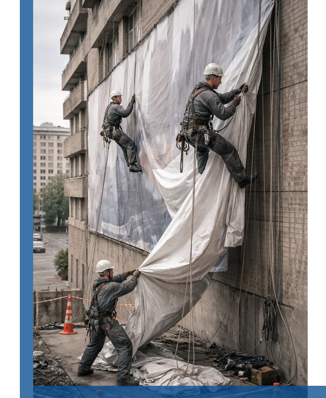 Демонтаж баннеров с фасада в Североуральске оперативно и безопасно