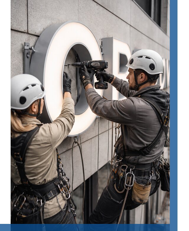 Монтаж световых букв в Североуральске от 3090 р. под ключ ВЫСОТНИК-Сву