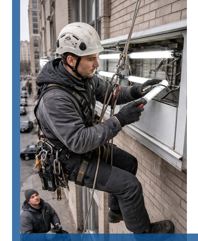 Профессиональная замена ламп в наружной вывеске в Североуральске