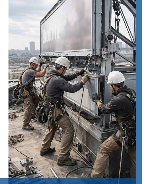 Монтаж крышной рекламной конструкции в Североуральске от 61806 р.|ВЫСОТНИК-Сву