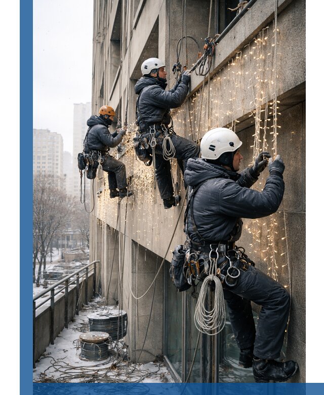 Монтаж новогодней иллюминации и украшение фасадов в Североуральске