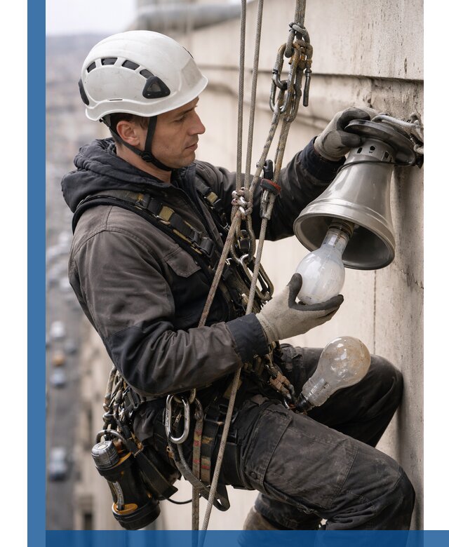 Замена ламп на высоте в Североуральске профессионально и быстро