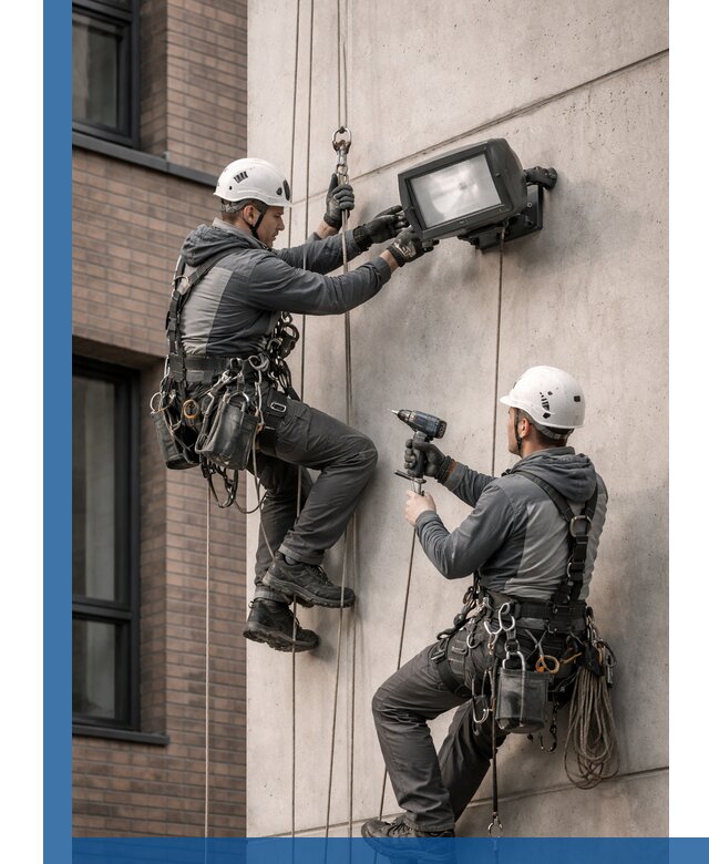 Профессиональный монтаж фасадных прожекторов в Североуральске под ключ