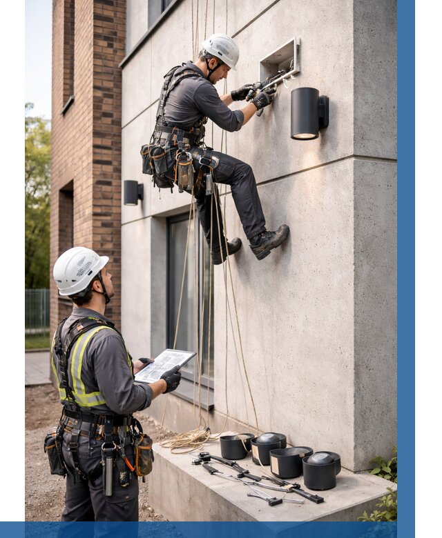 Монтаж фасадного освещения в Североуральске от 2575 р. | ВЫСОТНИК-Сву