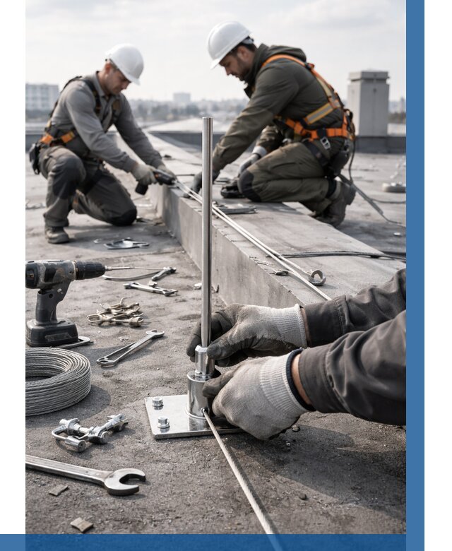 Монтаж молниезащиты на кровле в Североуральске цена от 25753 р. | ВЫСОТНИК-Сву