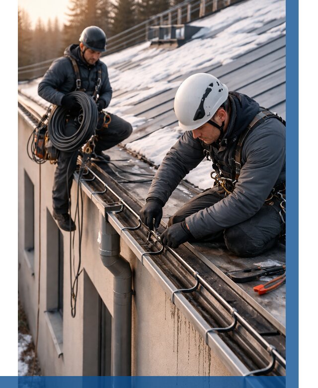 Монтаж греющего кабеля на кровле в Североуральске от 464 р. | ВЫСОТНИК-Сву